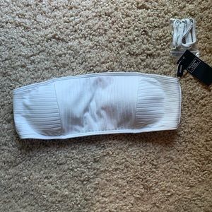 A&F White bandeau bikini top with optional straps